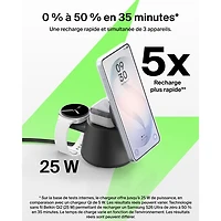 Belkin UltraCharge 3-in-1 25W Qi2 Wireless Magnetic Charging Stand - Black