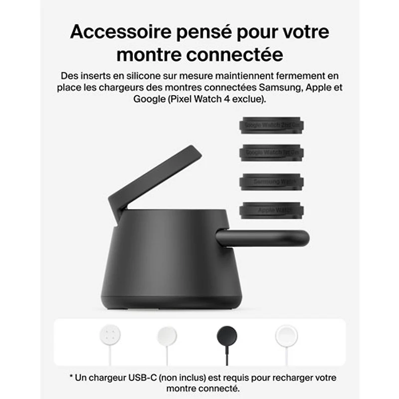 Belkin UltraCharge 3-in-1 25W Qi2 Wireless Magnetic Charging Stand - Black