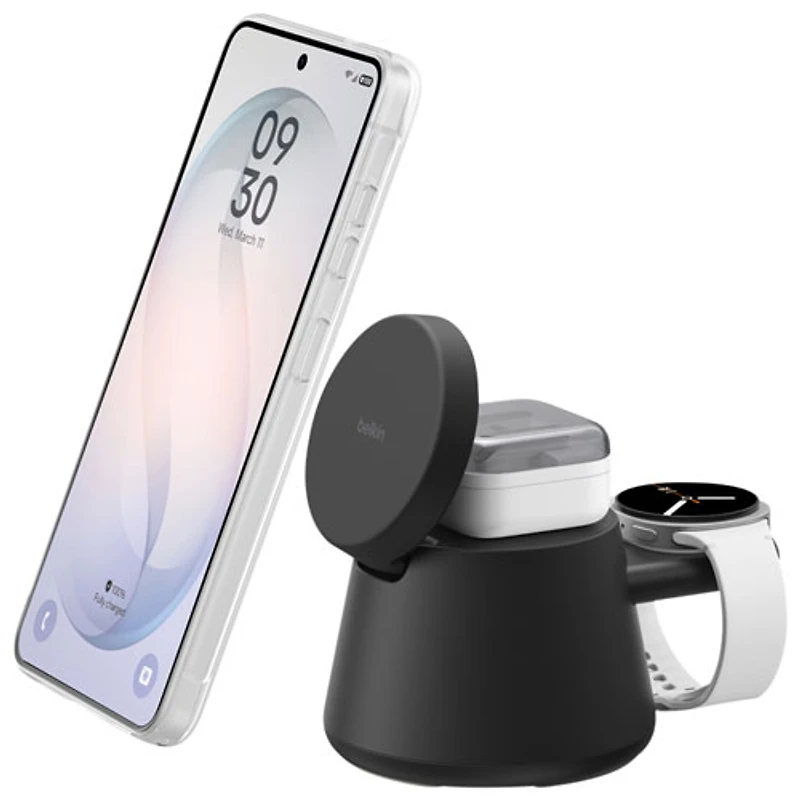 Belkin UltraCharge 3-in-1 25W Qi2 Wireless Magnetic Charging Stand - Black
