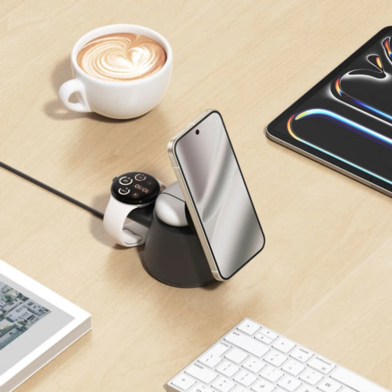 Belkin UltraCharge 3-in-1 25W Qi2 Wireless Magnetic Charging Stand - Black