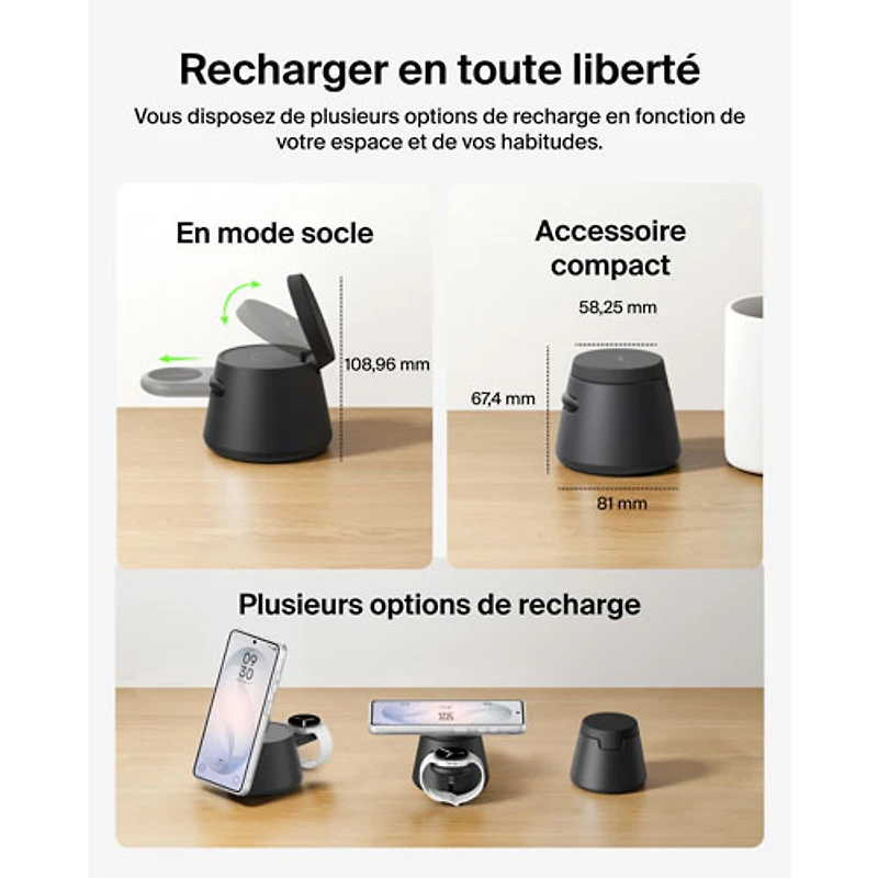 Belkin UltraCharge 3-in-1 25W Qi2 Wireless Magnetic Charging Stand - Black