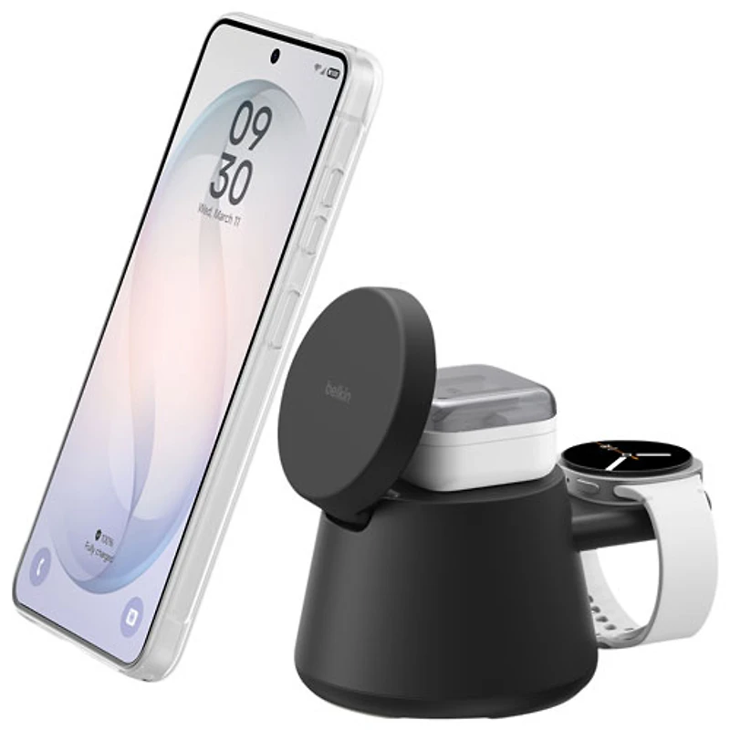 Belkin UltraCharge 3-in-1 25W Qi2 Wireless Magnetic Charging Stand - Black