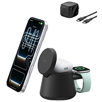 Belkin UltraCharge 3-in-1 25W Qi2 Wireless Magnetic Charging Stand - Black
