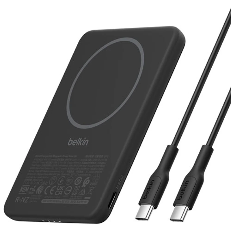 Belkin BoostCharge Slim 5000 mAh Magnetic Wireless Power Bank with Magsafe Qi - Black