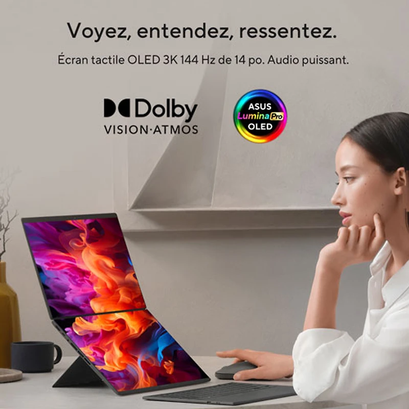 ASUS Zenbook DUO 14" OLED Touchscreen Laptop - Moher Grey (Intel Core Ultra X9 378H/32GB RAM/1TB SSD/Windows 11)