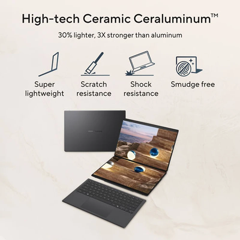ASUS Zenbook DUO 14" OLED Touchscreen Laptop - Moher Grey (Intel Core Ultra X9 378H/32GB RAM/1TB SSD/Windows 11)