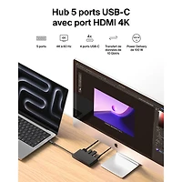 Belkin 5-in-1 Multi-Port 100W PD USB-C Hub with 4k HDMI (AVC021fqBK)