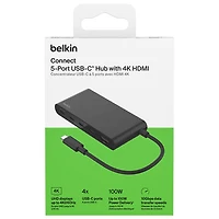 Belkin 5-in-1 Multi-Port 100W PD USB-C Hub with 4k HDMI (AVC021fqBK)