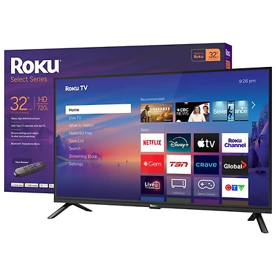 Roku 32" R2 Select Series 720p HD Dolby Atmos LED Roku OS Smart TV (32R2E5CA) - 2026 - Great for Streaming