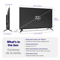 Roku 32" R3 Select Series 1080p HD Dolby Atmos LED Roku OS Smart TV (32R3E5CA) - 2026 - Great for Streaming