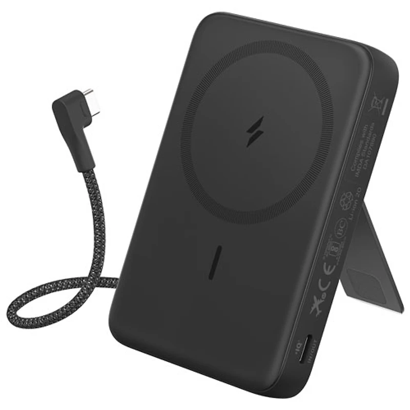 Anker Zolo 10000 mAh 30W Wireless Magnetic Power Bank with Built-In USB-C Cable - Black