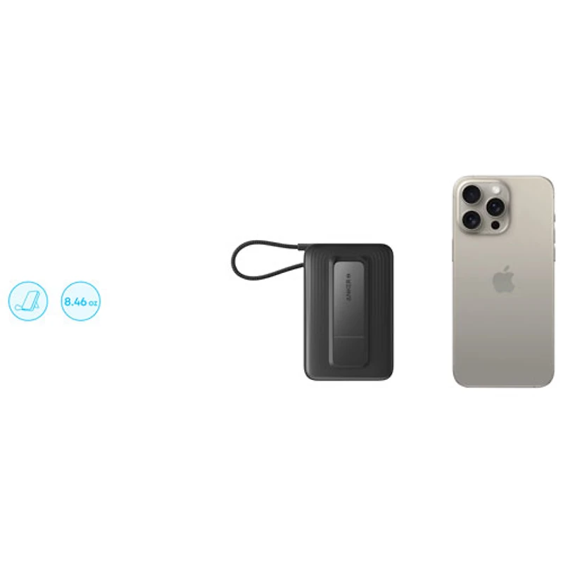 Anker Zolo 10000 mAh 30W Wireless Magnetic Power Bank with Built-In USB-C Cable - Black