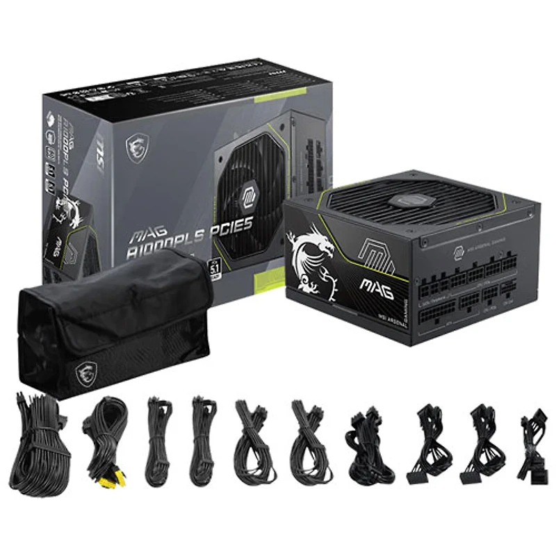 Bloc d’alimentation pour PC MSI MAG A1000PLS 1000 W PCIe 5 ATX 3.1