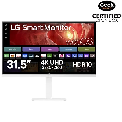 Boîte ouverte - Moniteur intelligent webOS DEL VA Ultra HD 4K GàG 5 ms 60 Hz 32 po de LG (32U720SA-W) - Blanc
