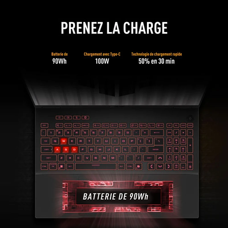 Portable de jeu de 16 po TUF Gaming A16 d'ASUS - Gris Jaeger (Ryzen 7 260 d'AMD/RAM 16 Go/SSD 512 Go/GeForce RTX 5050/Windows 11)