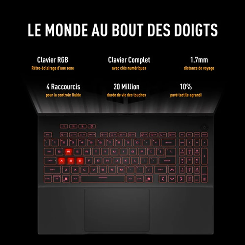 Portable de jeu de 16 po TUF Gaming A16 d'ASUS - Gris Jaeger (Ryzen 7 260 d'AMD/RAM 16 Go/SSD 512 Go/GeForce RTX 5050/Windows 11)