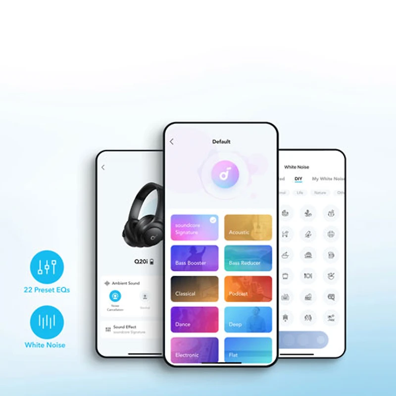 Casque d'écoute supra-auriculaire 100 % sans fil à suppression du bruit Q20i de Soundcore par Anker - Noir