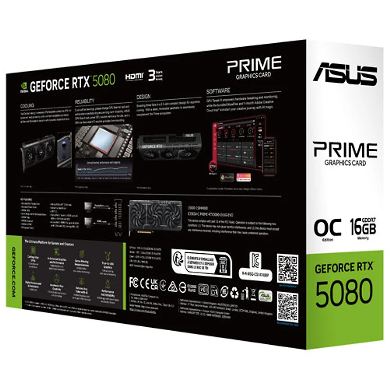 Carte graphique Prime GeForce RTX 5080 EVO 16 Go GDDR7 d'ASUS