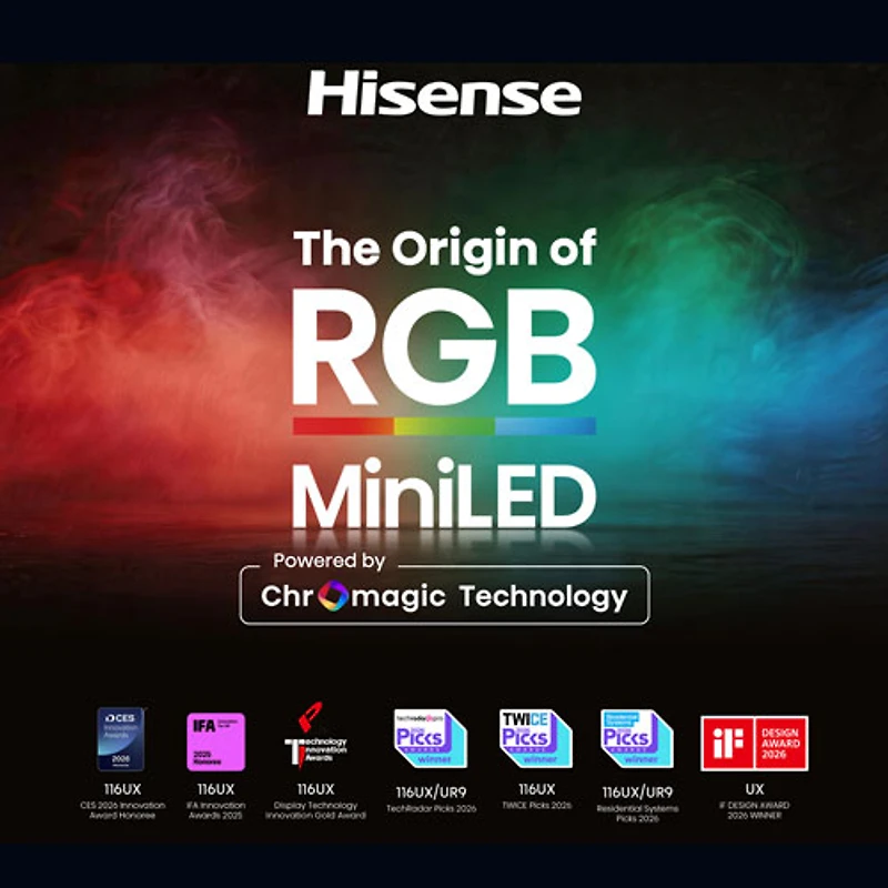 Hisense 55" UR8SG 4K UHD HDR Dolby Atmos RGB Mini-LED Android Smart TV (55UR8SG) - 2026 - Great for Movies & Gaming