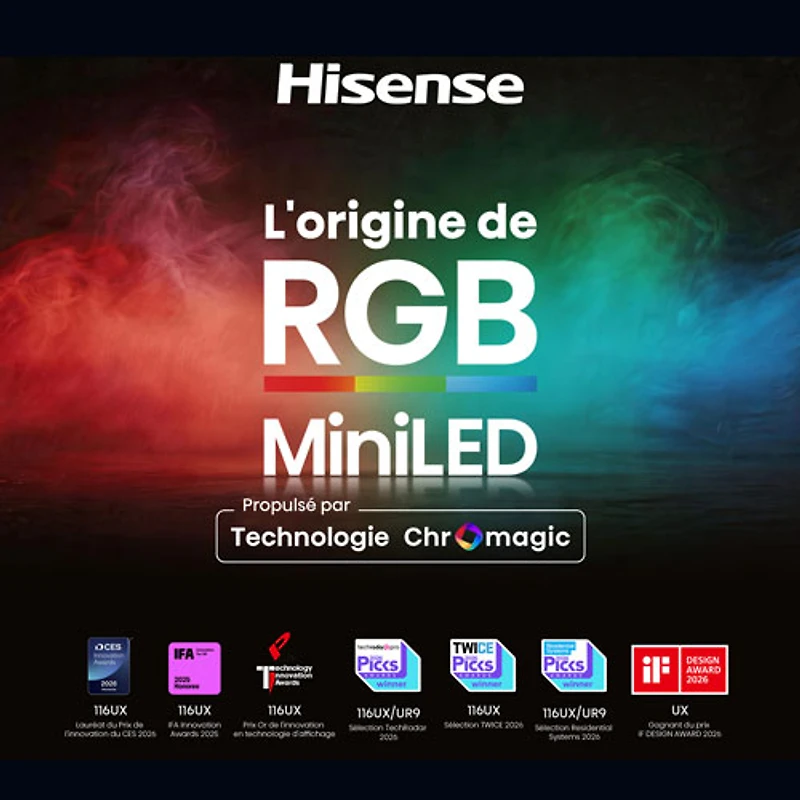 Hisense 55" UR8SG 4K UHD HDR Dolby Atmos RGB Mini-LED Android Smart TV (55UR8SG) - 2026 - Great for Movies & Gaming