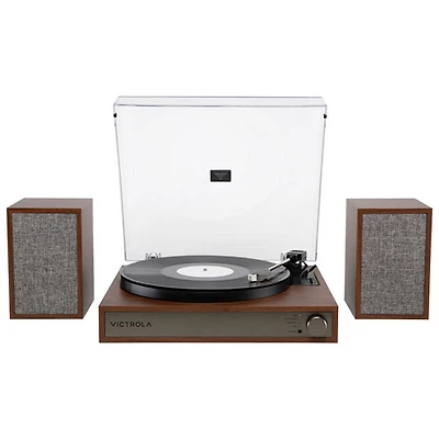 Victrola Harmony Belt Drive Turntable with Speakers - Walnut