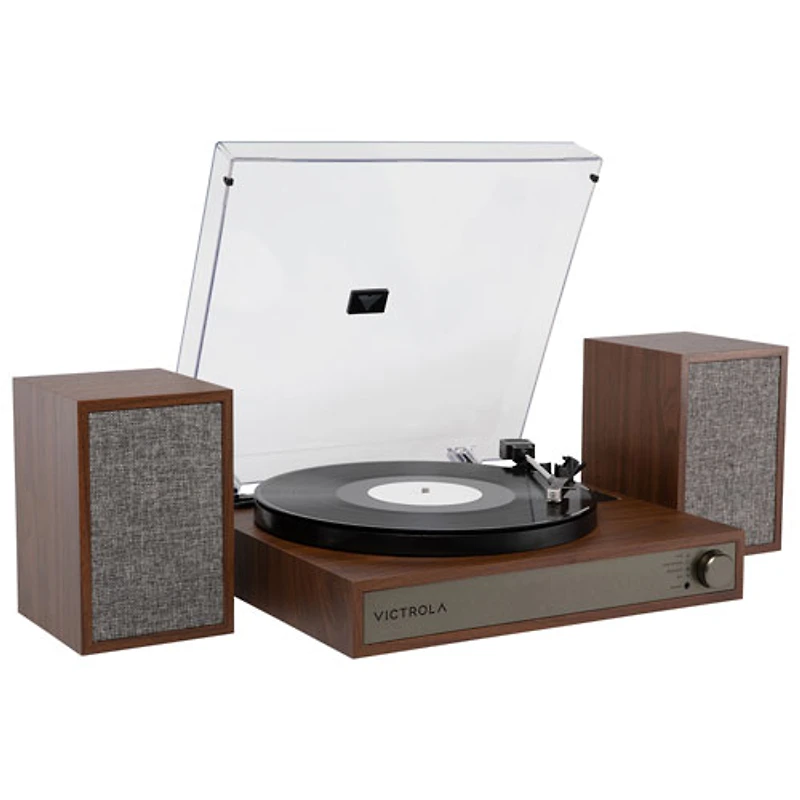 Victrola Harmony Belt Drive Turntable with Speakers - Walnut