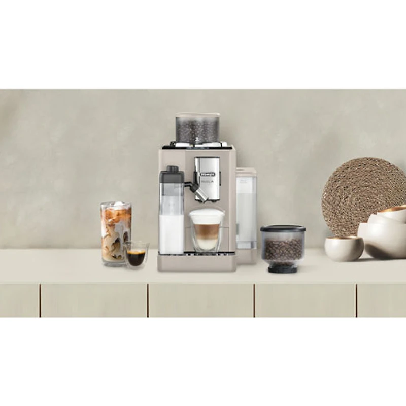 De'Longhi Rivelia Fully Automatic Espresso Machine with Frother & Coffee Grinder - Sand Beige