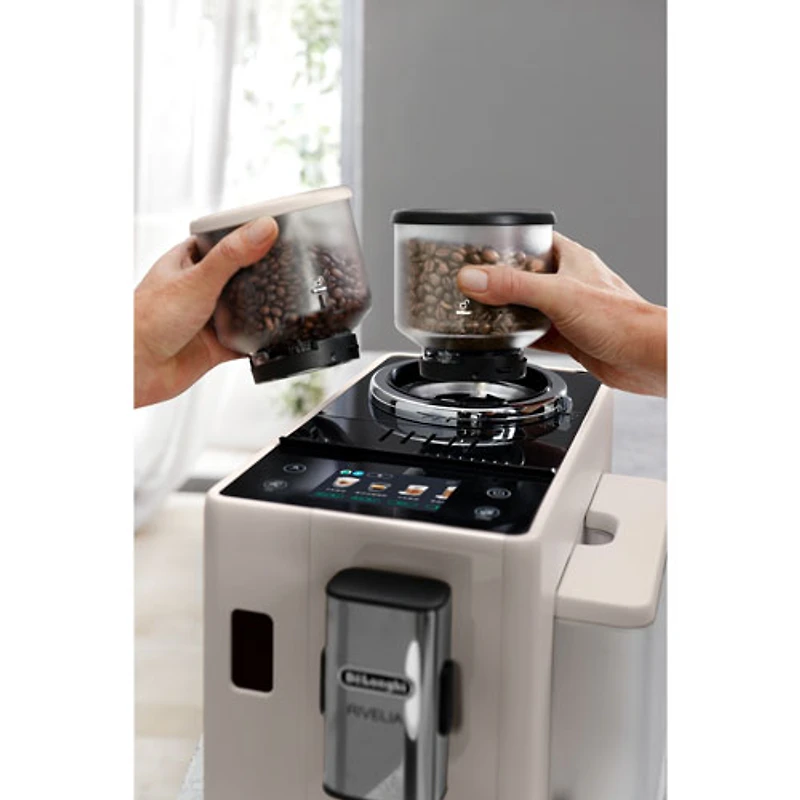De'Longhi Rivelia Fully Automatic Espresso Machine with Frother & Coffee Grinder - Sand Beige