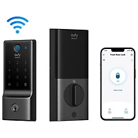 eufy C220 Fingerprint Keyless Entry Wi-Fi Bluetooth Smart Lock with Keypad & Key - Black