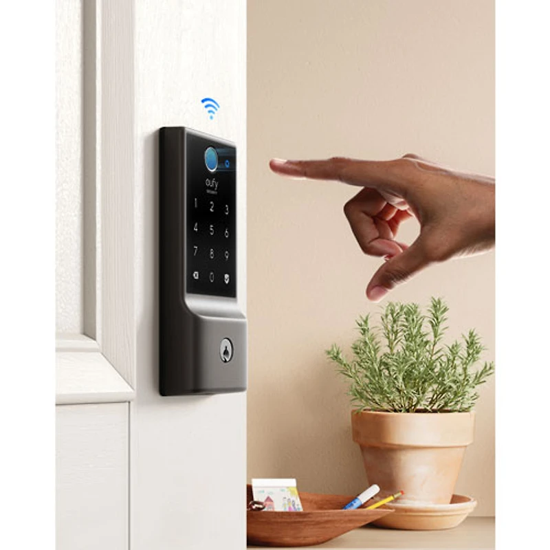 eufy C220 Fingerprint Keyless Entry Wi-Fi Bluetooth Smart Lock with Keypad & Key - Black