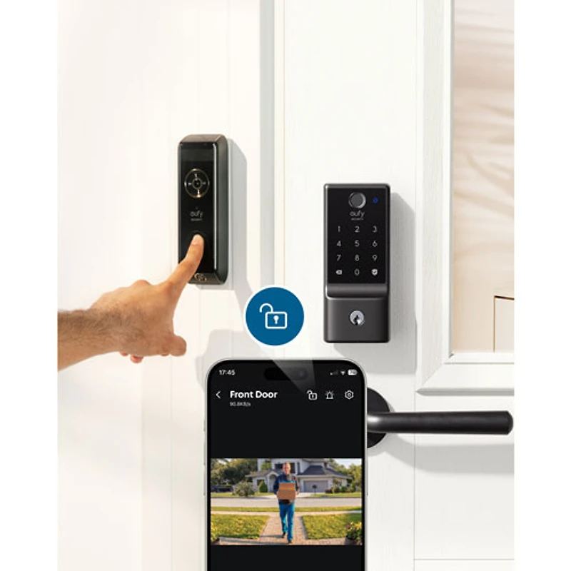 eufy C220 Fingerprint Keyless Entry Wi-Fi Bluetooth Smart Lock with Keypad & Key - Black