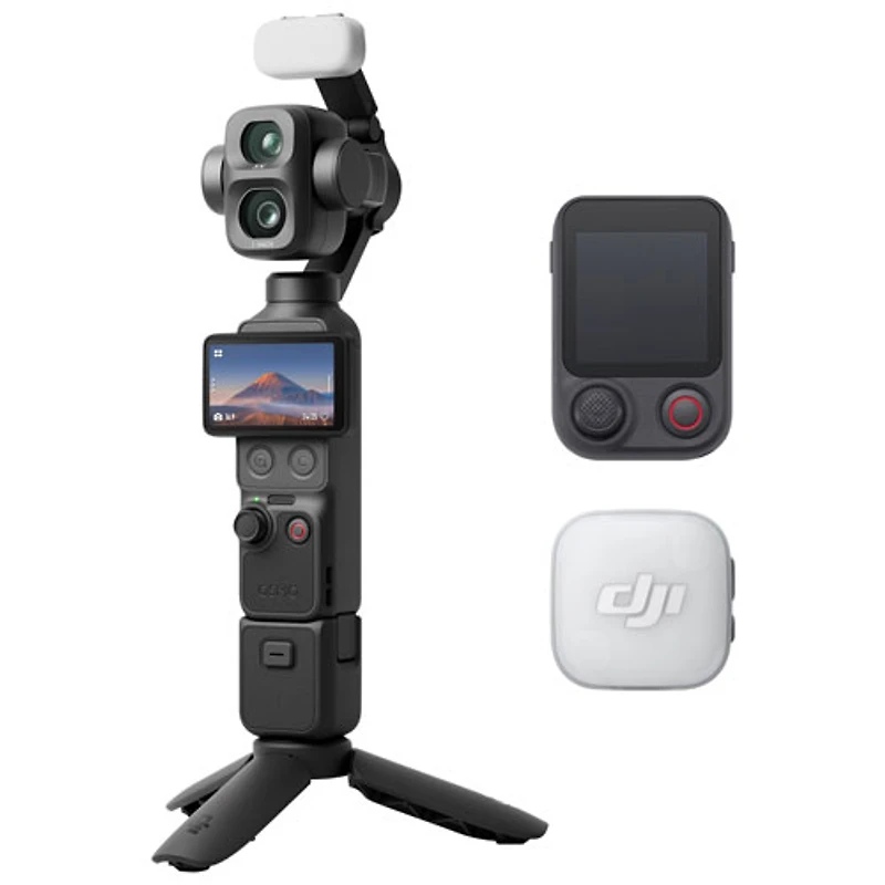 DJI Osmo Pocket 4P 3-Axis Stabilized 4K Handheld Camera with DJI Mic Mini 2, Dual Cameras & Handheld Gimbal