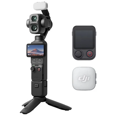 DJI Osmo Pocket 4P 3-Axis Stabilized 4K Handheld Camera with DJI Mic Mini 2, Dual Cameras & Handheld Gimbal