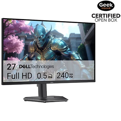 Boîte ouverte - Moniteur de jeu FreeSync ACL IPS HD intégrale 240 Hz 27 po de Dell avec temps de réponse de 1 ms gris à gris (SE2726HGS) - Noir