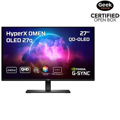 Open Box - HyperX Omen 27q 27" QHD 240Hz 0.03ms GTG OLED G-Sync FreeSync Gaming Monitor - Black - Only at Best Buy