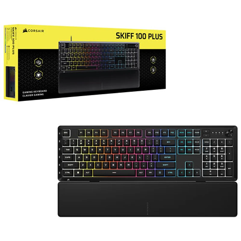 Clavier de jeu pleine grandeur rétroéclairé RVB mécanique à touches linéaires SKIFF 100 Plus de Corsair