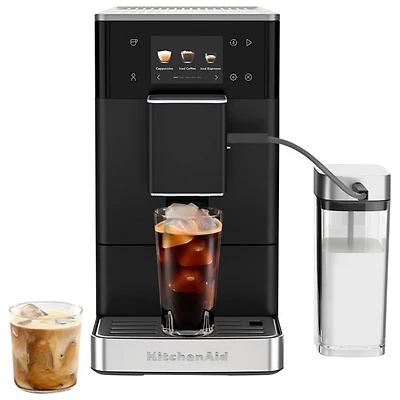 KitchenAid KF4 Fully Automatic Espresso Machine with BPA-Free Milk Container, Frother & Grinder - Black Matte