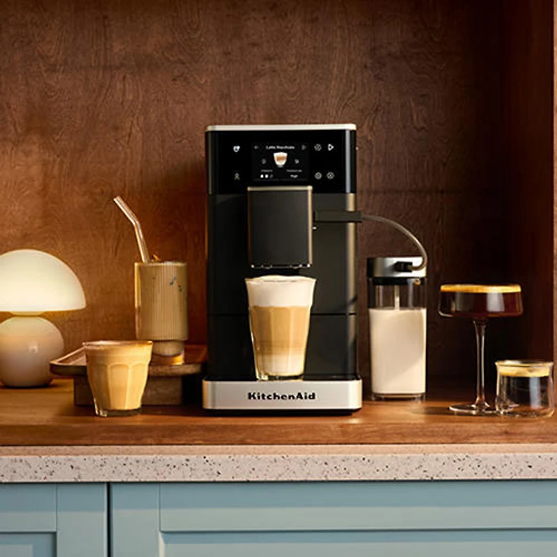 KitchenAid KF4 Fully Automatic Espresso Machine with BPA-Free Milk Container, Frother & Grinder - Black Matte