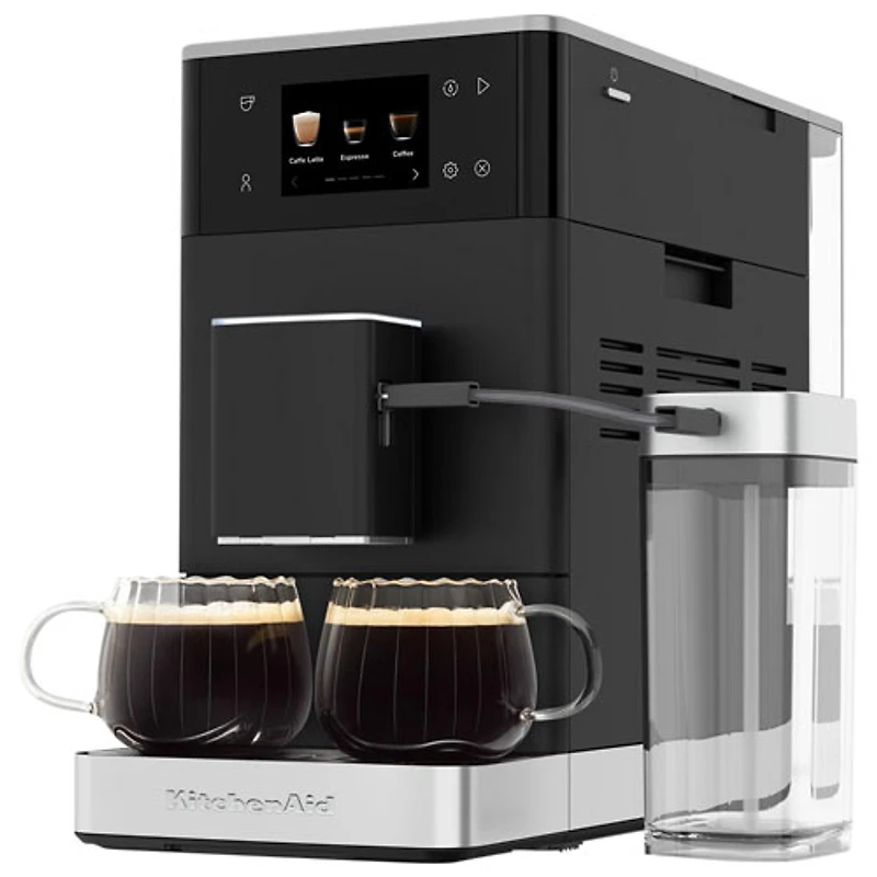KitchenAid KF4 Fully Automatic Espresso Machine with BPA-Free Milk Container, Frother & Grinder - Black Matte