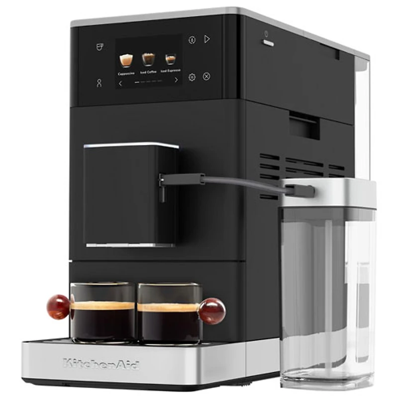 KitchenAid KF4 Fully Automatic Espresso Machine with BPA-Free Milk Container, Frother & Grinder - Black Matte