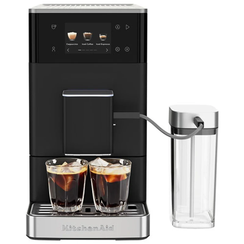 KitchenAid KF4 Fully Automatic Espresso Machine with BPA-Free Milk Container, Frother & Grinder - Black Matte