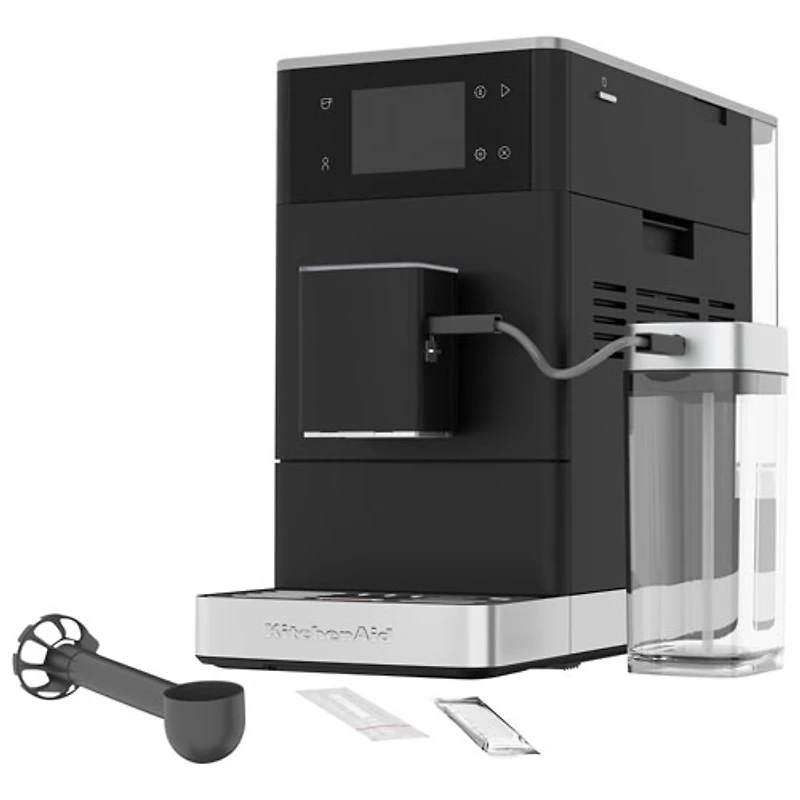 KitchenAid KF4 Fully Automatic Espresso Machine with BPA-Free Milk Container, Frother & Grinder - Black Matte