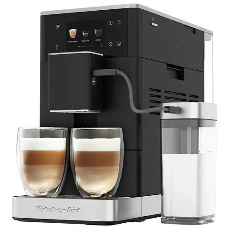 KitchenAid KF4 Fully Automatic Espresso Machine with BPA-Free Milk Container, Frother & Grinder - Black Matte