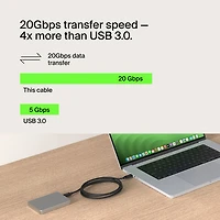 Belkin Connect 240W 20Gbps 2m (6.6 ft.) USB-C/USB-C Cable (INZ004bt2MBK)