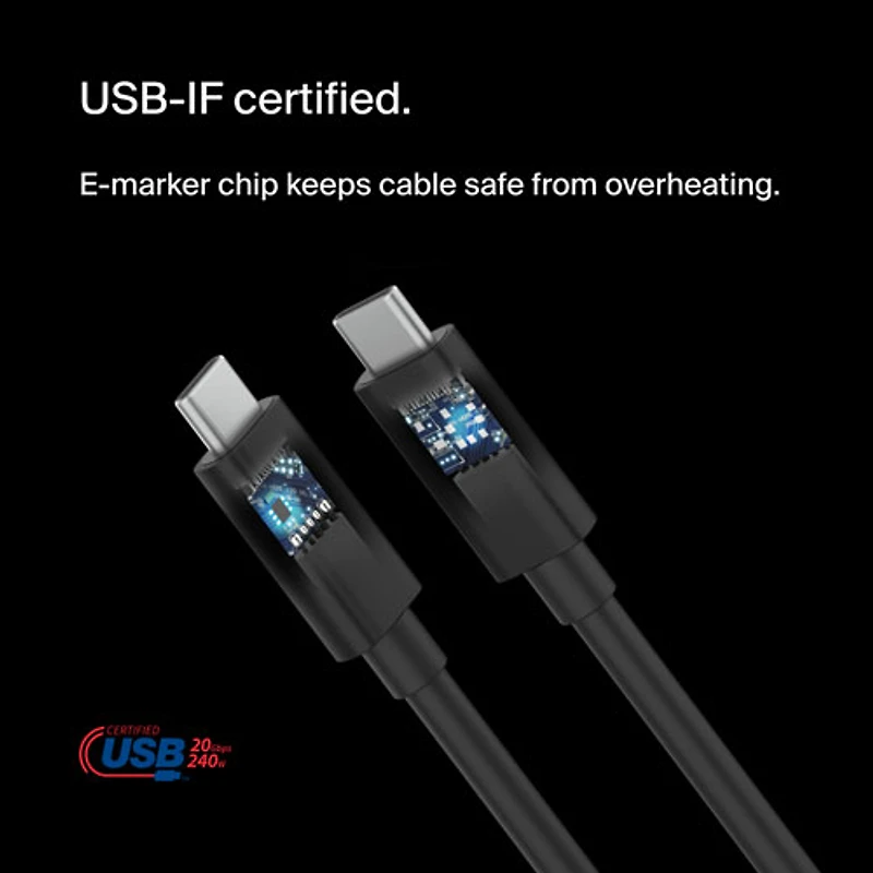 Belkin Connect 240W 20Gbps 2m (6.6 ft.) USB-C/USB-C Cable (INZ004bt2MBK)