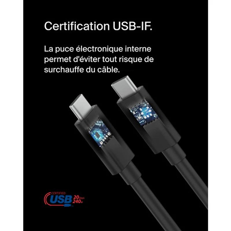 Belkin Connect 240W 20Gbps 2m (6.6 ft.) USB-C/USB-C Cable (INZ004bt2MBK)