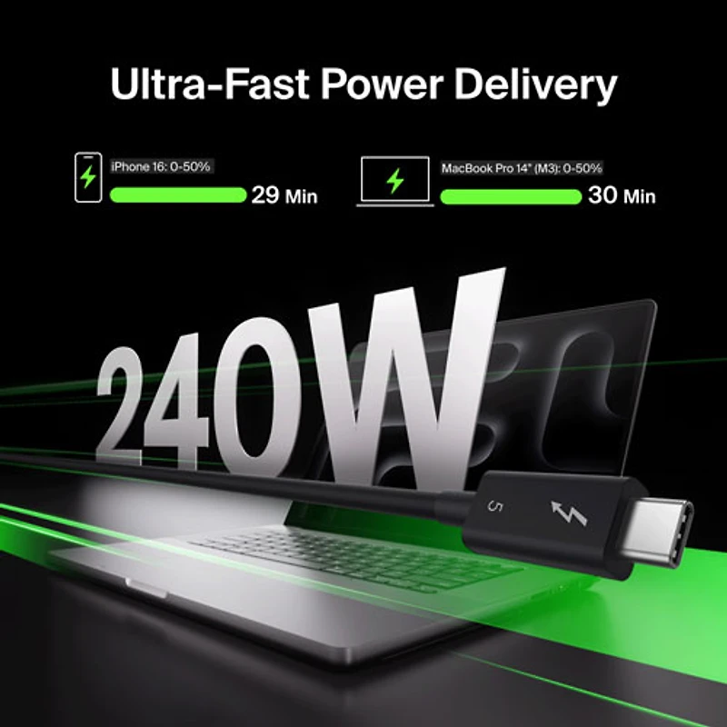 Belkin Connect 240W 1m (3.3 ft.) Thunderbolt 5 USB-C/USB-C Cable (INZ005fq1MBK)