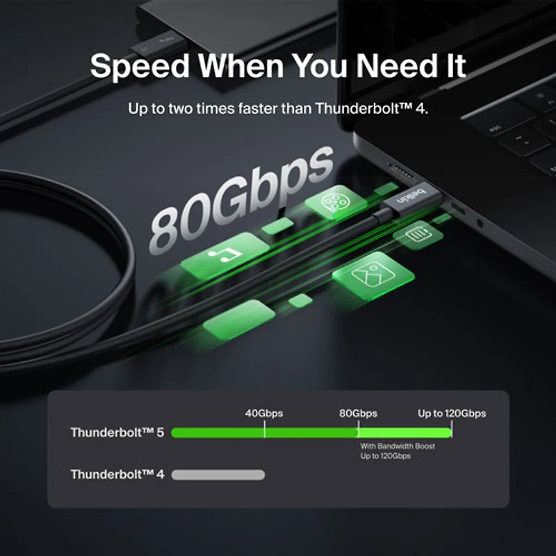 Belkin Connect 240W 1m (3.3 ft.) Thunderbolt 5 USB-C/USB-C Cable (INZ005fq1MBK)