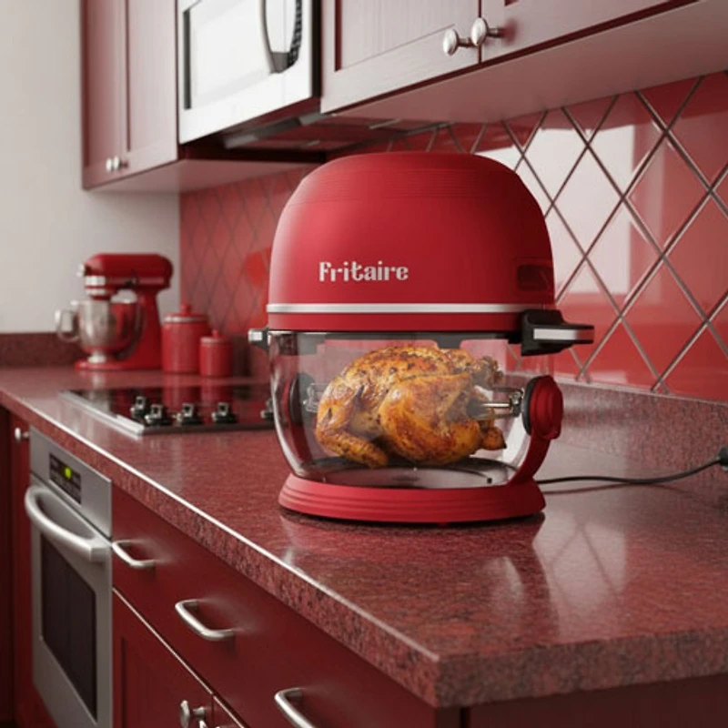Friteuse à air chaud 9-en-1 de Fritaire - 4,7 L (5 pte) - Rouge cerise