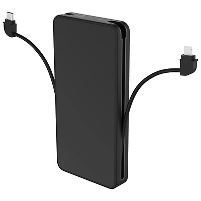 Mophie Powerstation Plus 10000 mAh Power Bank with Built-In Lightning and USB-C Cables - Black
